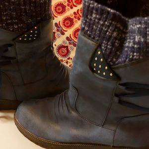 Women's suede blue winter boots